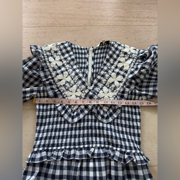 NWOT SEA Gingham Smocked Ruffle Collar Cottagecore Maxi Dress Size XS - Picture 9 of 9